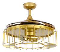 48 Inch Antique Gold Retractable Blade Ceiling Fan