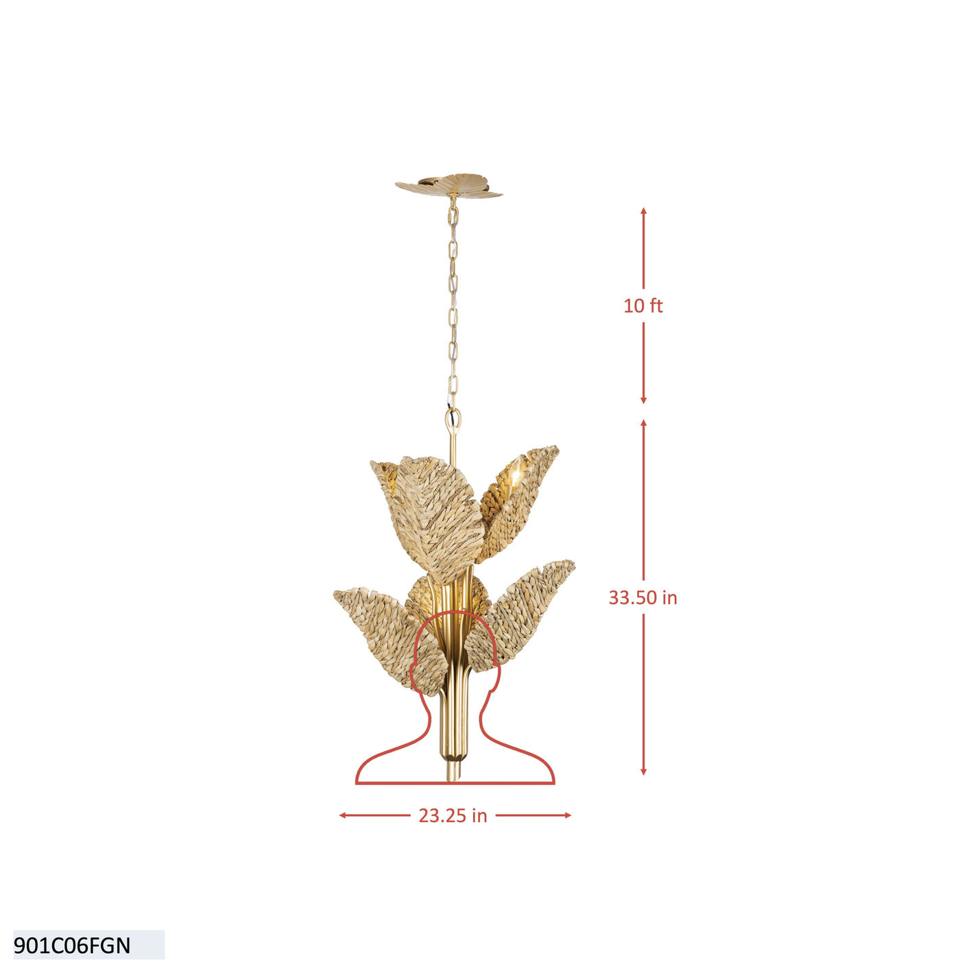 Banana Leaf 6 Light Chandelier