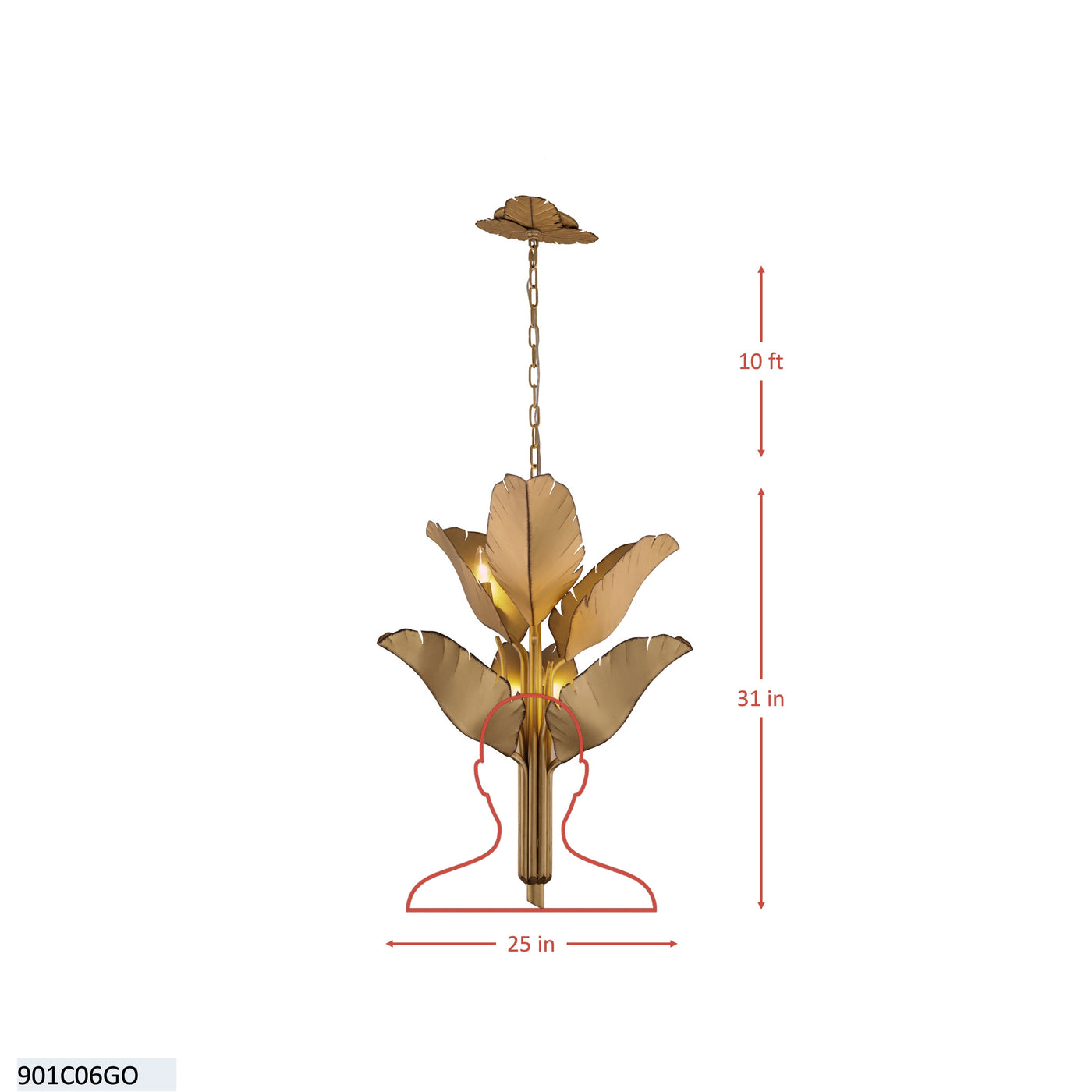Banana Leaf 6 Light Chandelier