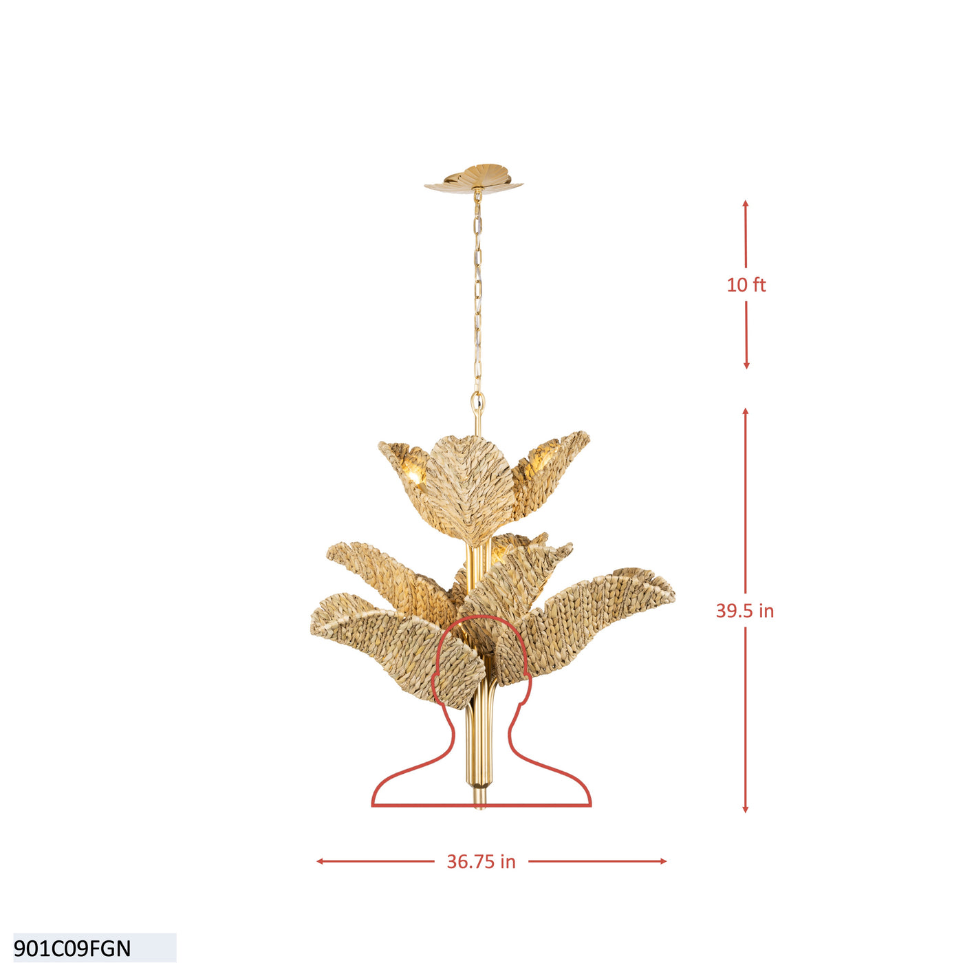 Banana Leaf 9 Light Chandelier