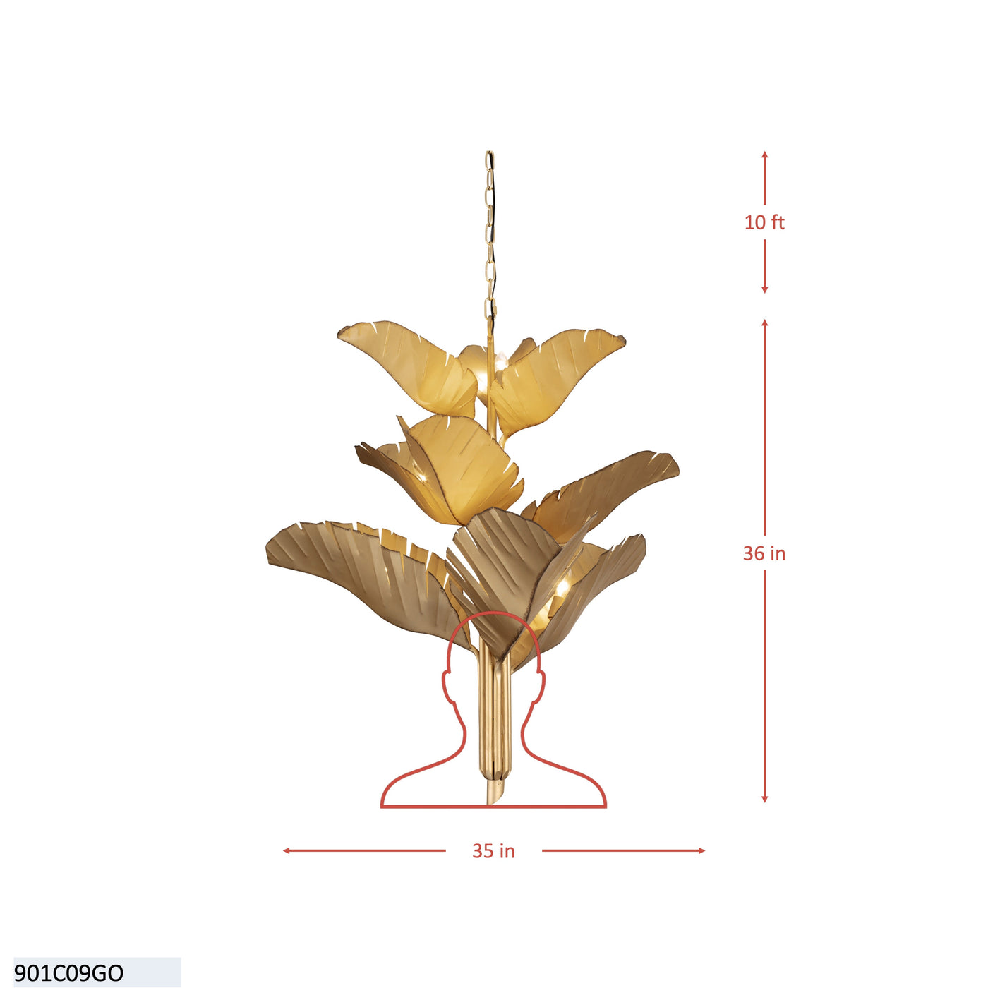 Banana Leaf 9 Light Chandelier