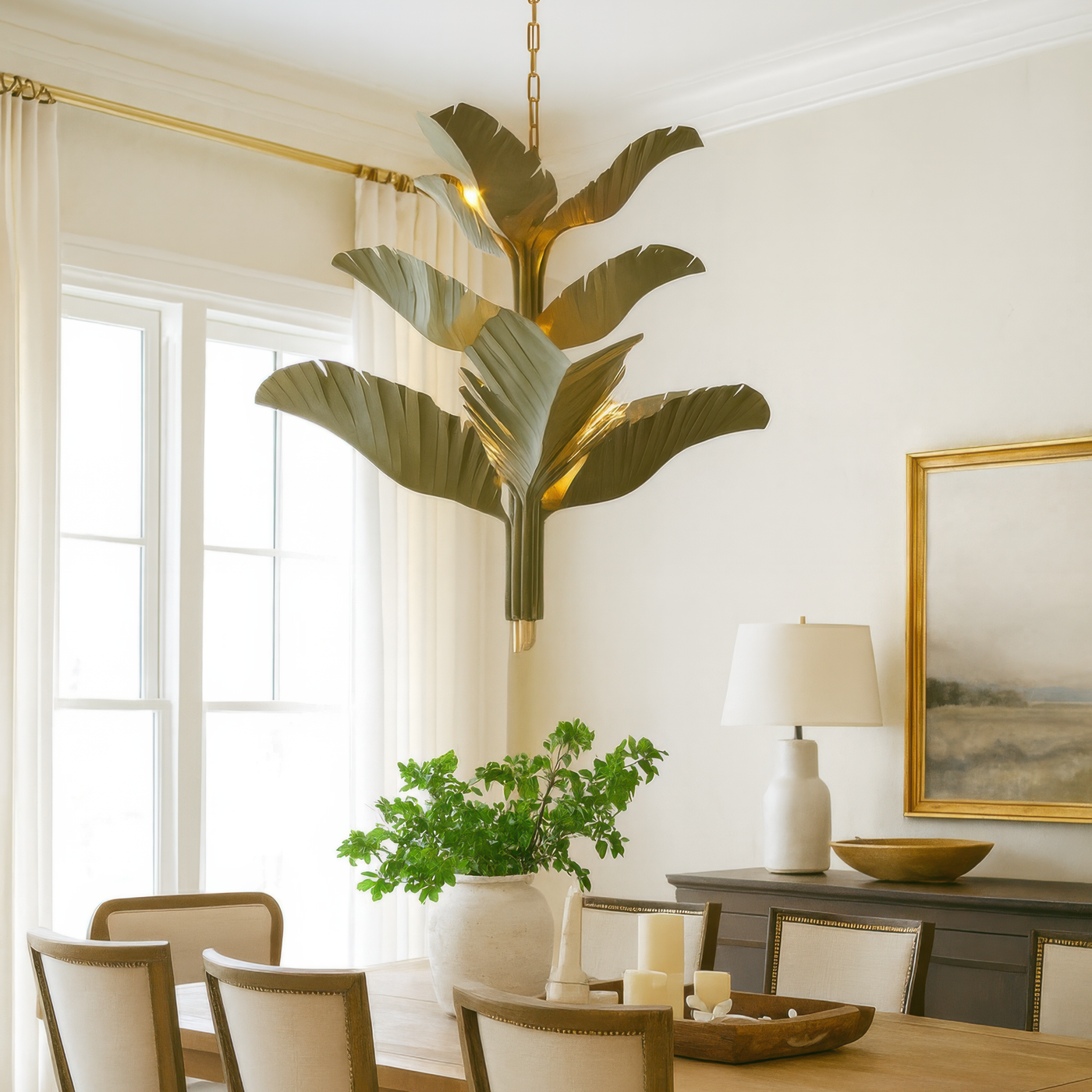 Banana Leaf 9 Light Chandelier