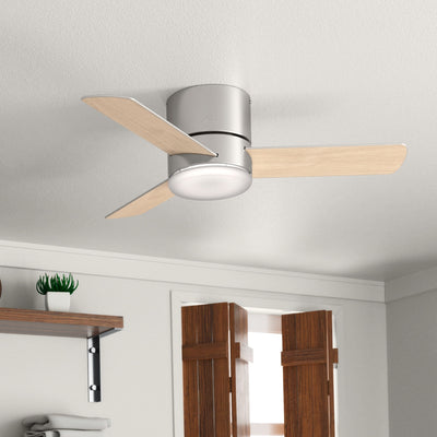 44 inch Minimus Brushed Nickel Low Profile Ceiling Fan with LED Light Kit and Handheld Remote