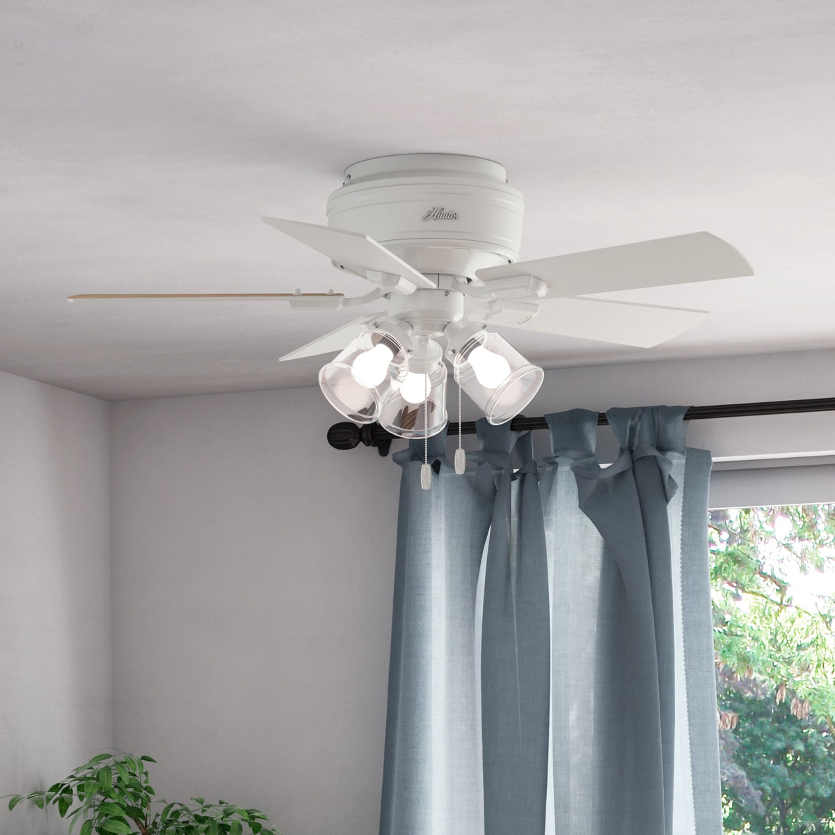 42 inch Crestfield Fresh White Low Profile Ceiling Fan with LED Light Kit and Pull Chain