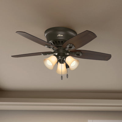 42 inch Builder New Bronze Low Profile Ceiling Fan with LED Light Kit and Pull Chain