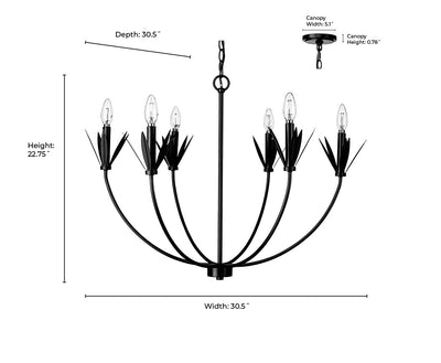 22.75'' Primrose Matte Black 6 Light Chandelier