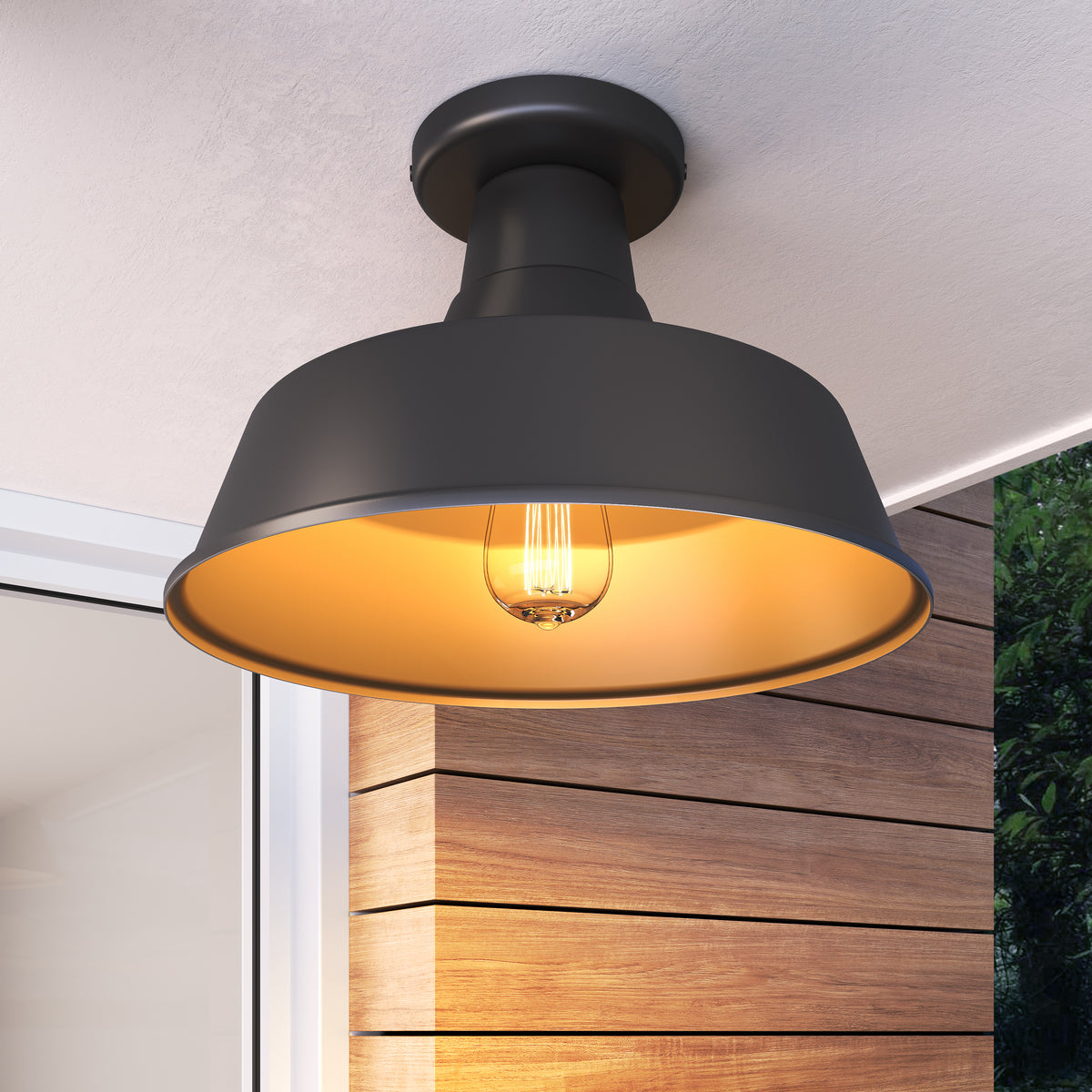 8.85'' R Series Satin Black 1 Light Semi-Flush Mount