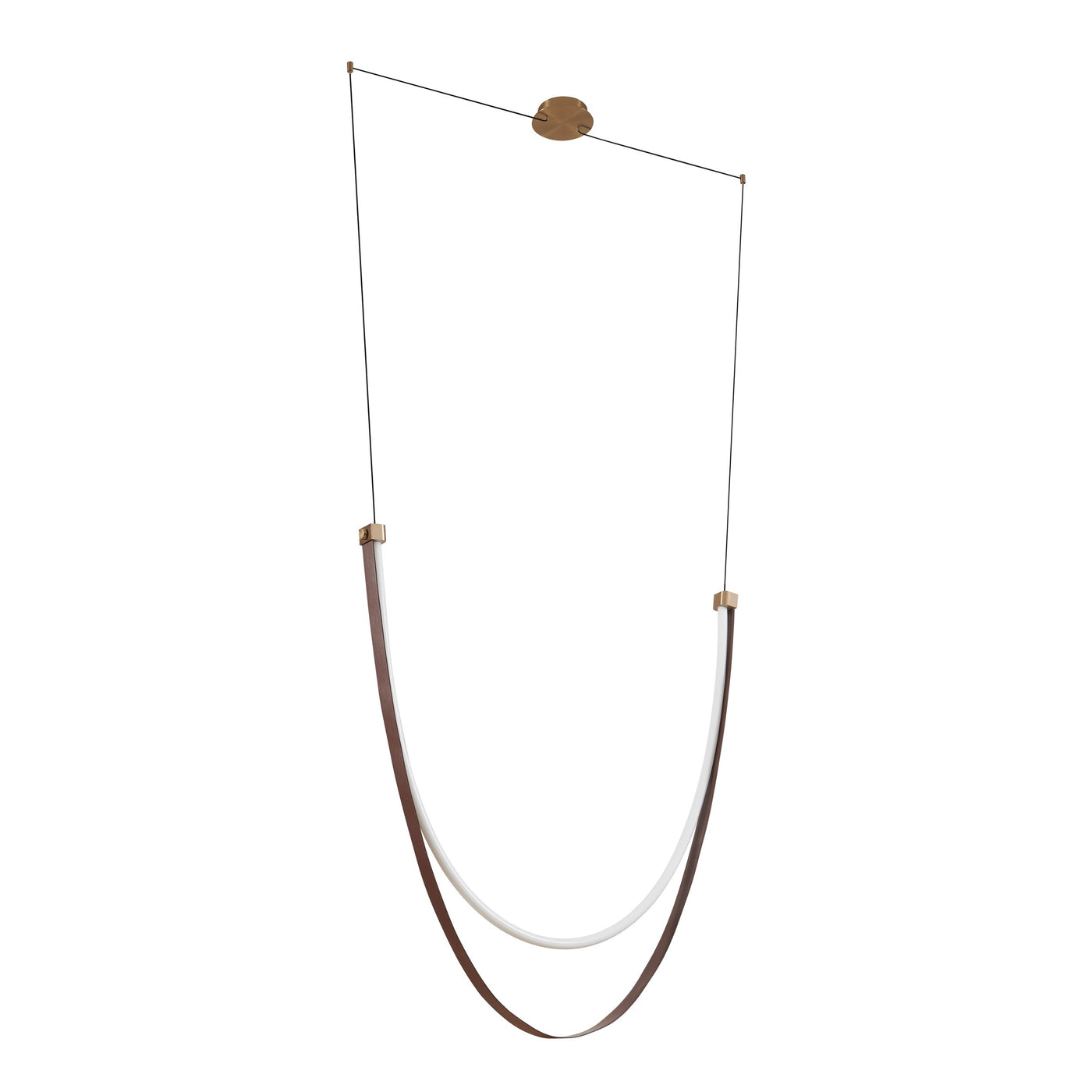 Ayers 59-inch 1-light Champagne Gold with Black and Brown Faux Leather 5CCT LED Linear Chandelier