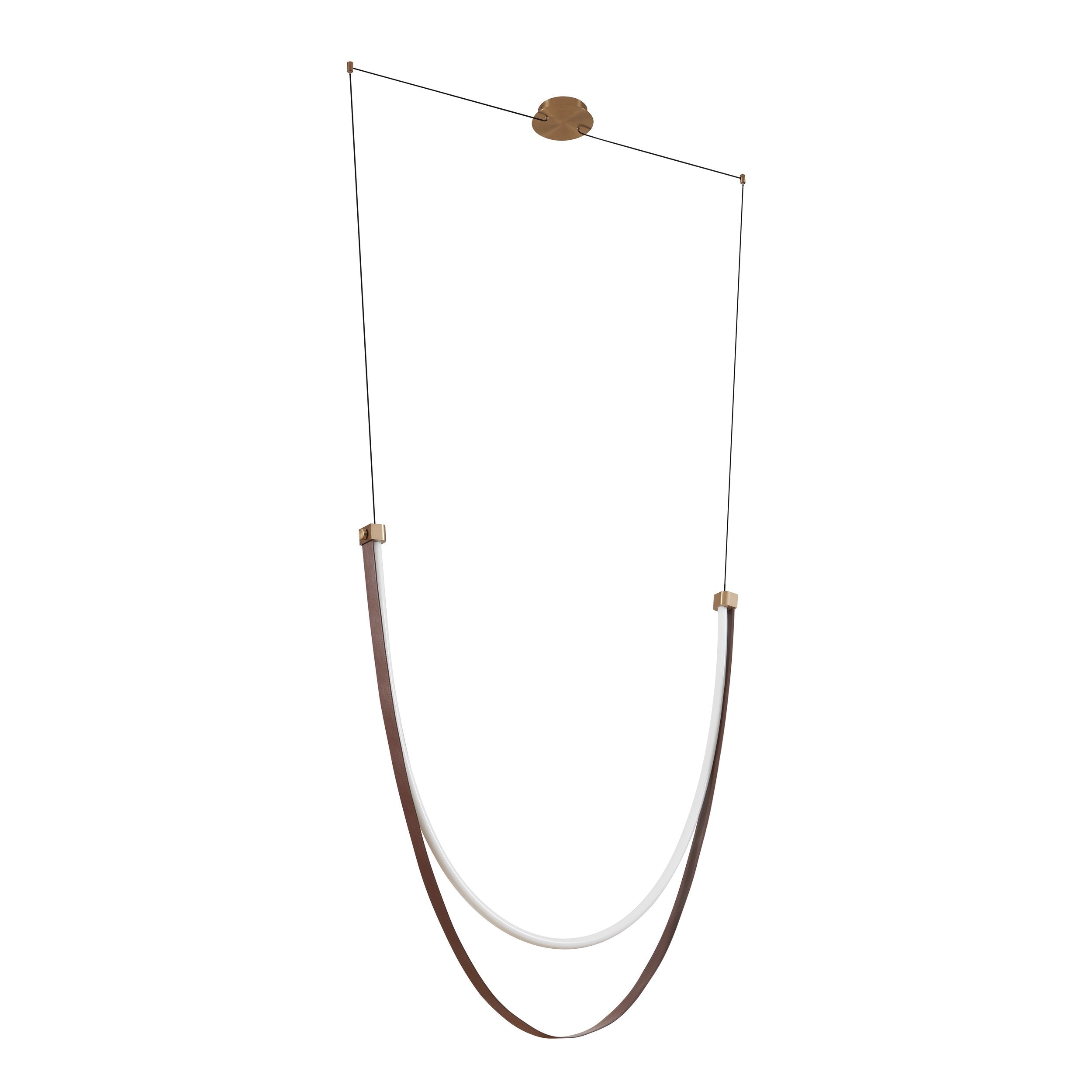 Ayers 59-inch 1-light Champagne Gold with Black and Brown Faux Leather 5CCT LED Linear Chandelier