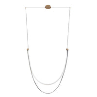 Ayers 59-inch 1-light Champagne Gold with Black and Brown Faux Leather 5CCT LED Linear Chandelier