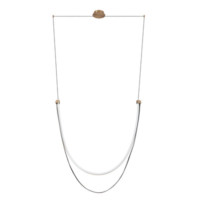 Ayers 59-inch 1-light Champagne Gold with Black and Brown Faux Leather 5CCT LED Linear Chandelier