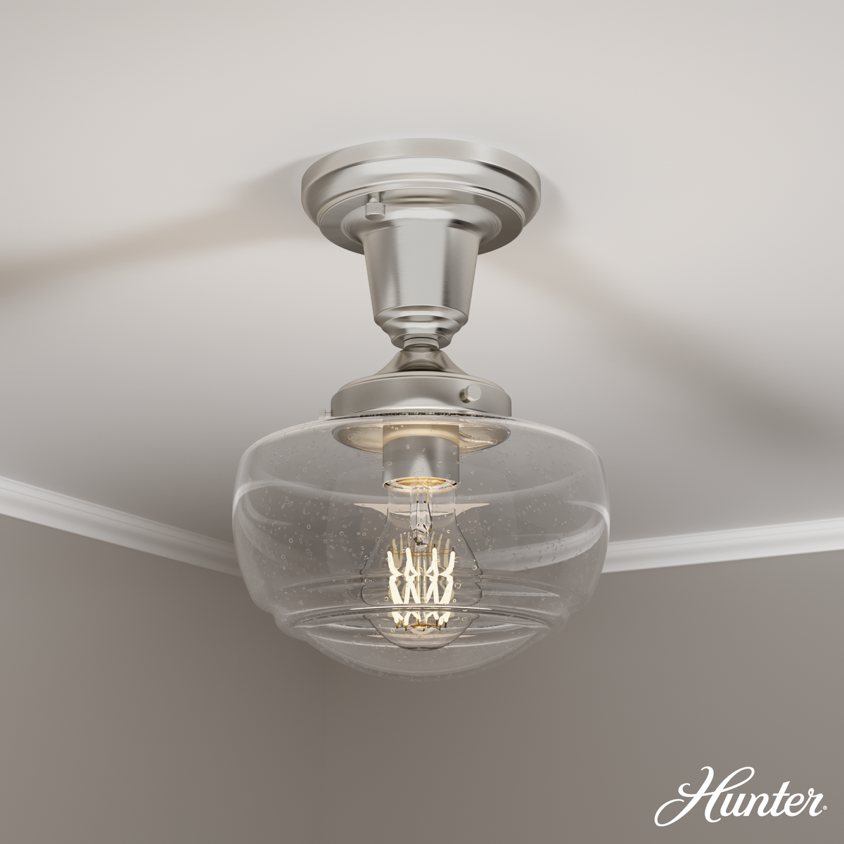 Saddle Creek 7.5-inch 1-light Brushed Nickel Schoolhouse Pendant with Seeded Glass