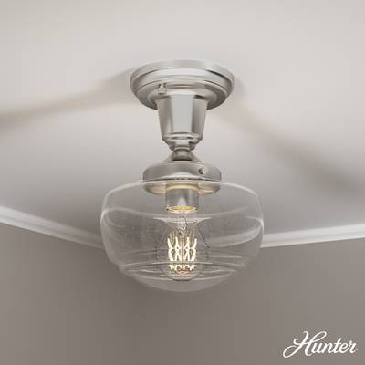 Saddle Creek 7.5-inch 1-light Brushed Nickel Schoolhouse Pendant with Seeded Glass