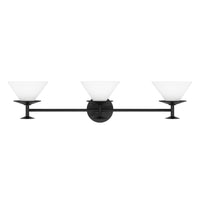 Tremolo 33-inch 3-light Matte Black and Champagne Gold Vanity Light with Etched Opal Glass