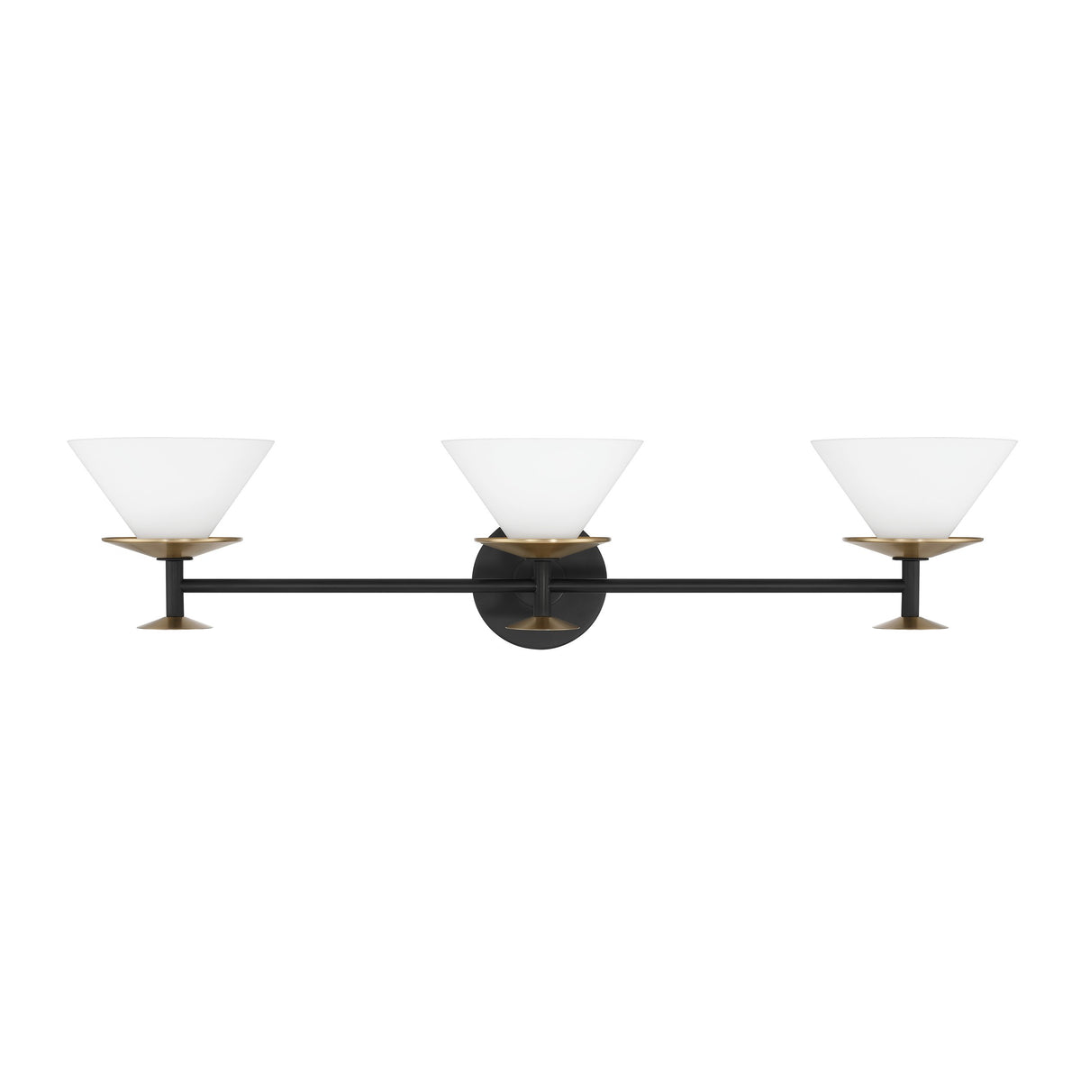 Tremolo 33-inch 3-light Matte Black and Champagne Gold Vanity Light with Etched Opal Glass