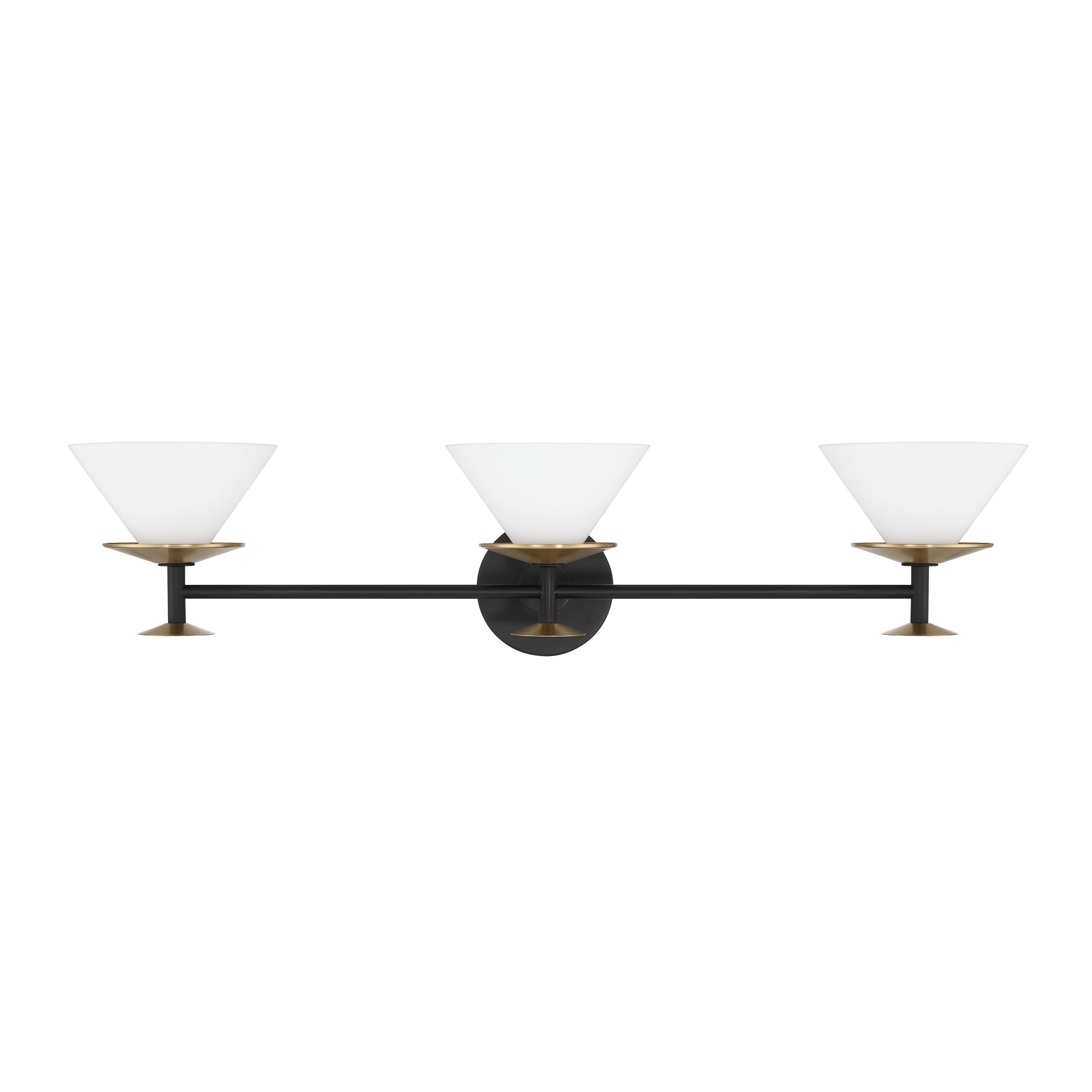 Tremolo 33-inch 3-light Matte Black and Champagne Gold Vanity Light with Etched Opal Glass