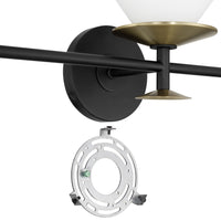 Tremolo 33-inch 3-light Matte Black and Champagne Gold Vanity Light with Etched Opal Glass