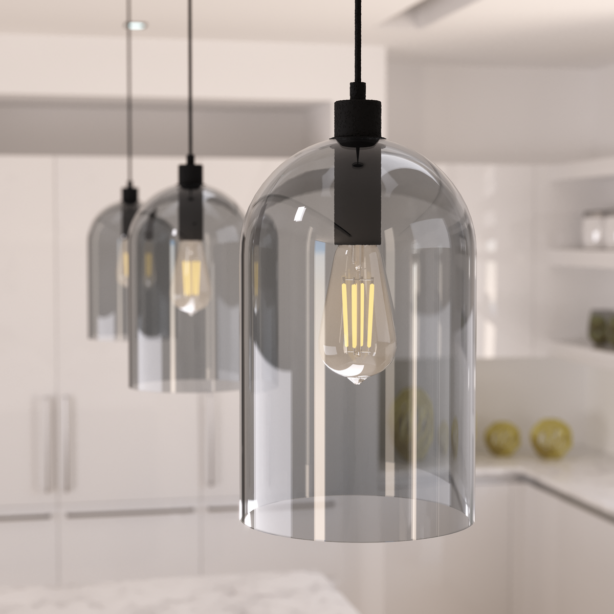 Lochemeade 9-inch 1-light Natural Black Iron Pendant with Smoked Glass