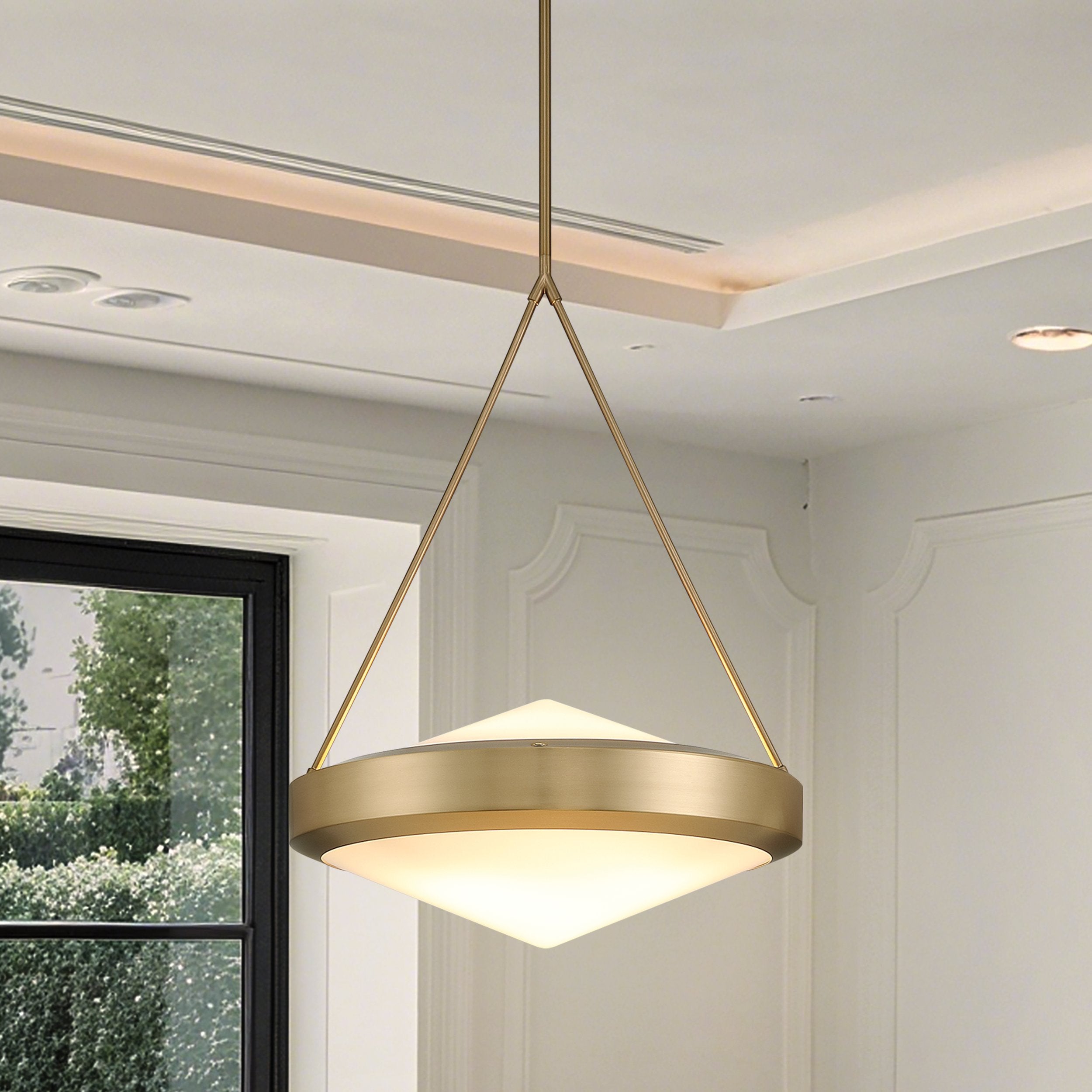 Agate 20-inch 4-light Champagne Gold Pendant Light with Opal Glass Shade