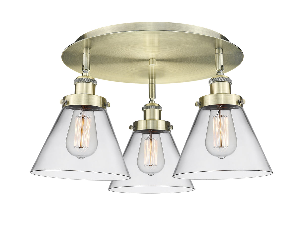 Cone 20-Inch 3-Light Semi-Flush Mount 11-Inch High