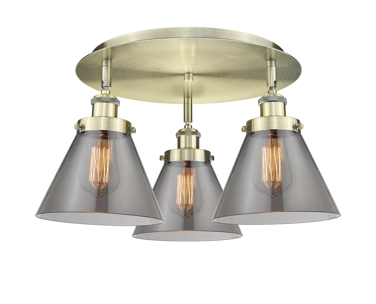 Cone 20-Inch 3-Light Semi-Flush Mount 11-Inch High