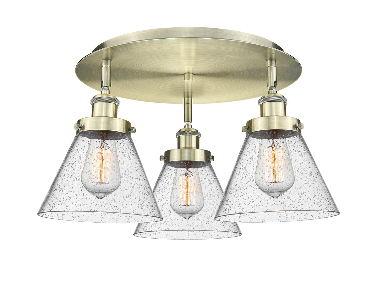 Cone 20-Inch 3-Light Semi-Flush Mount 11-Inch High