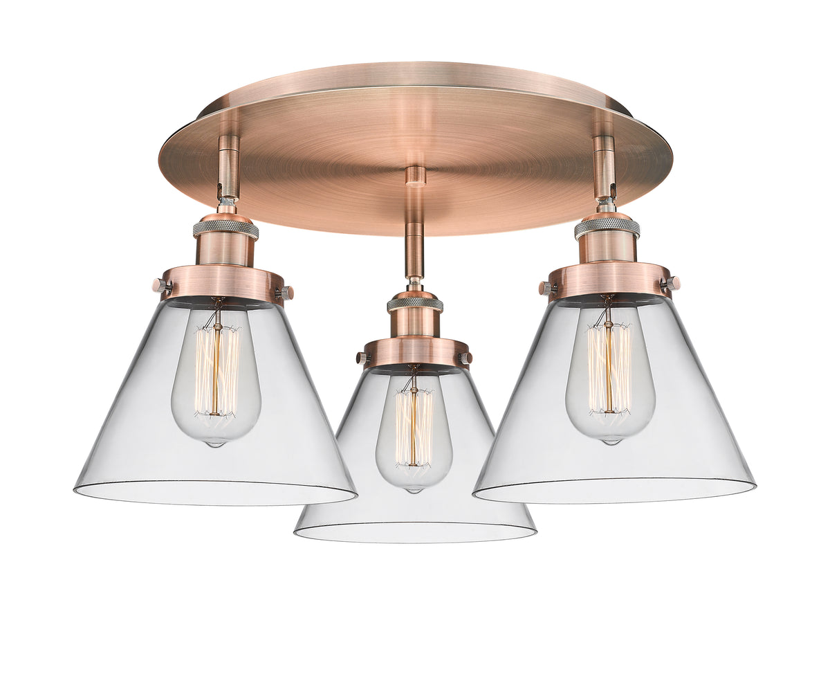 Cone 20-Inch 3-Light Semi-Flush Mount 11-Inch High