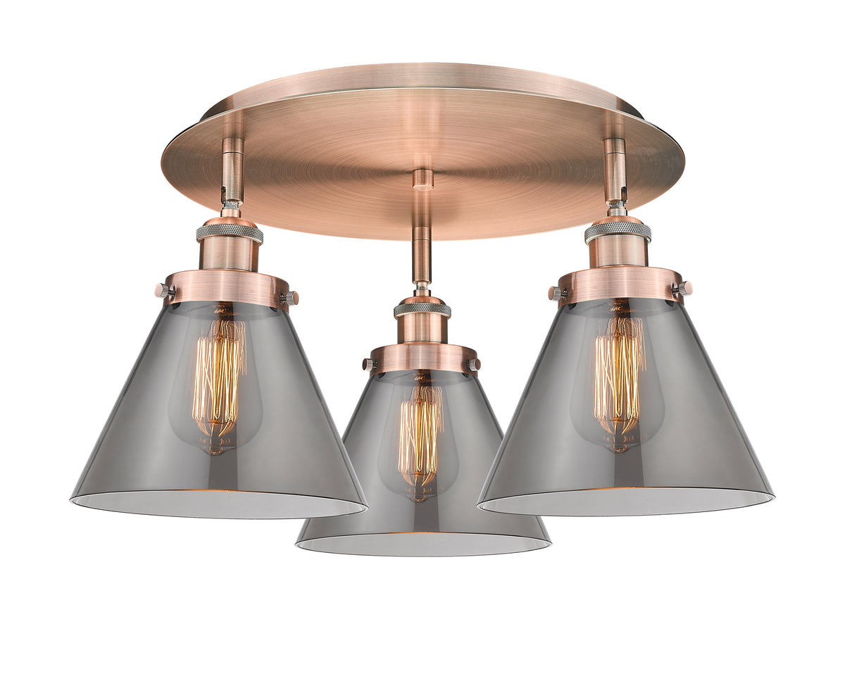 Cone 20-Inch 3-Light Semi-Flush Mount 11-Inch High