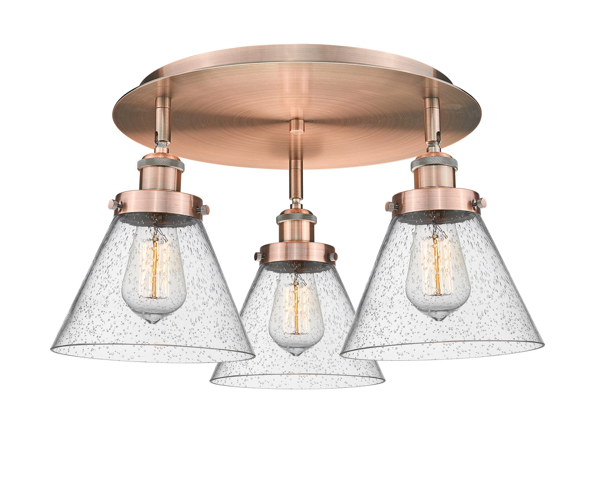 Cone 20-Inch 3-Light Semi-Flush Mount 11-Inch High