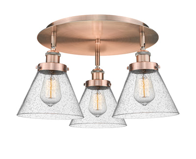 Cone 20-Inch 3-Light Semi-Flush Mount 11-Inch High