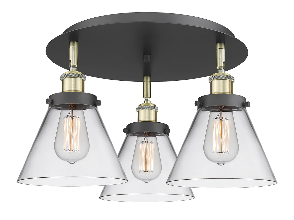 Cone 20-Inch 3-Light Semi-Flush Mount 11-Inch High