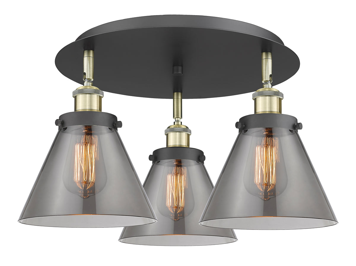 Cone 20-Inch 3-Light Semi-Flush Mount 11-Inch High