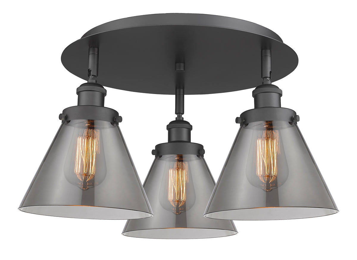 Cone 20-Inch 3-Light Semi-Flush Mount 11-Inch High