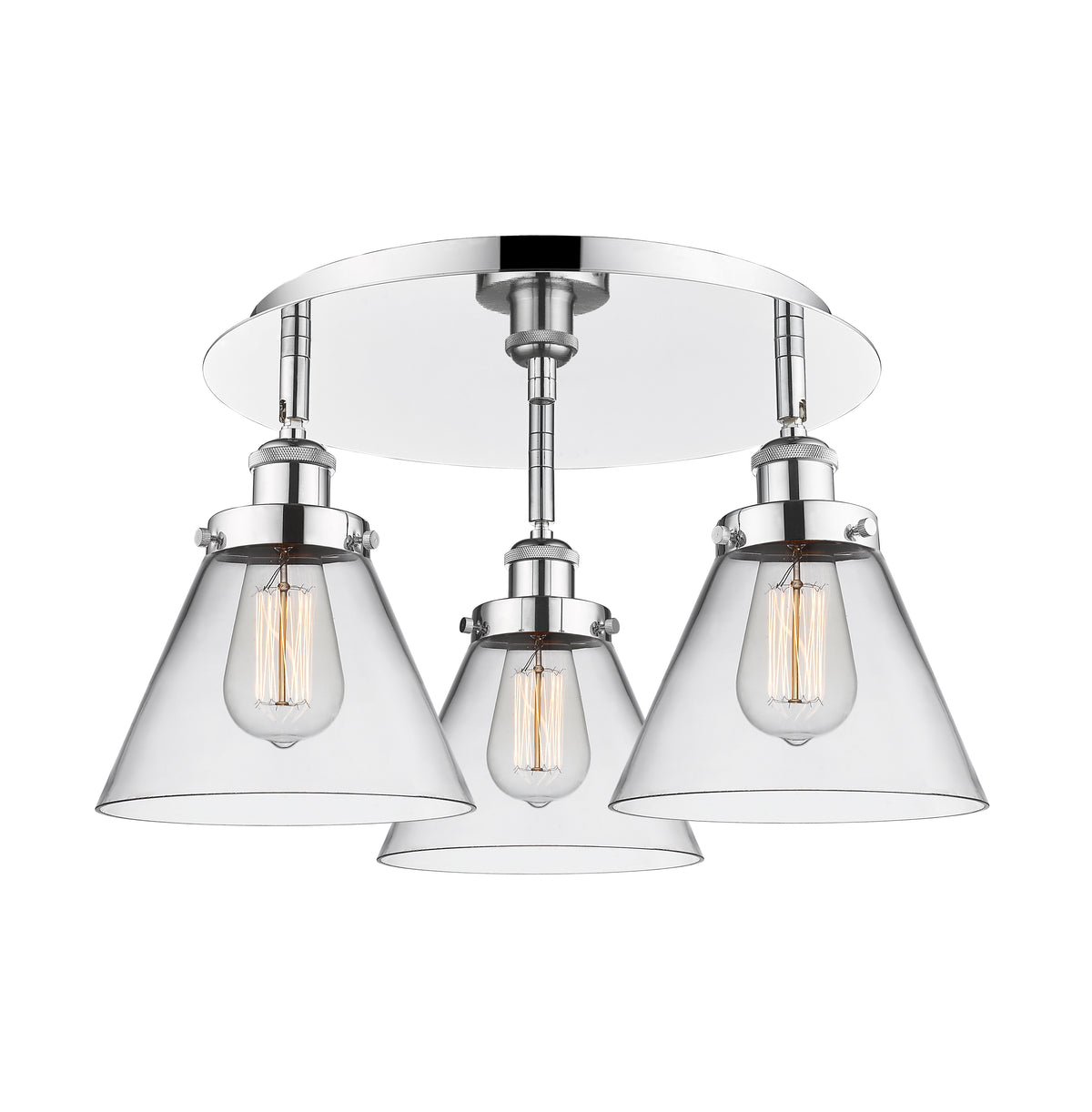 Cone 20-Inch 3-Light Semi-Flush Mount 11-Inch High