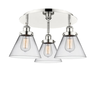 Cone 20-Inch 3-Light Semi-Flush Mount 11-Inch High