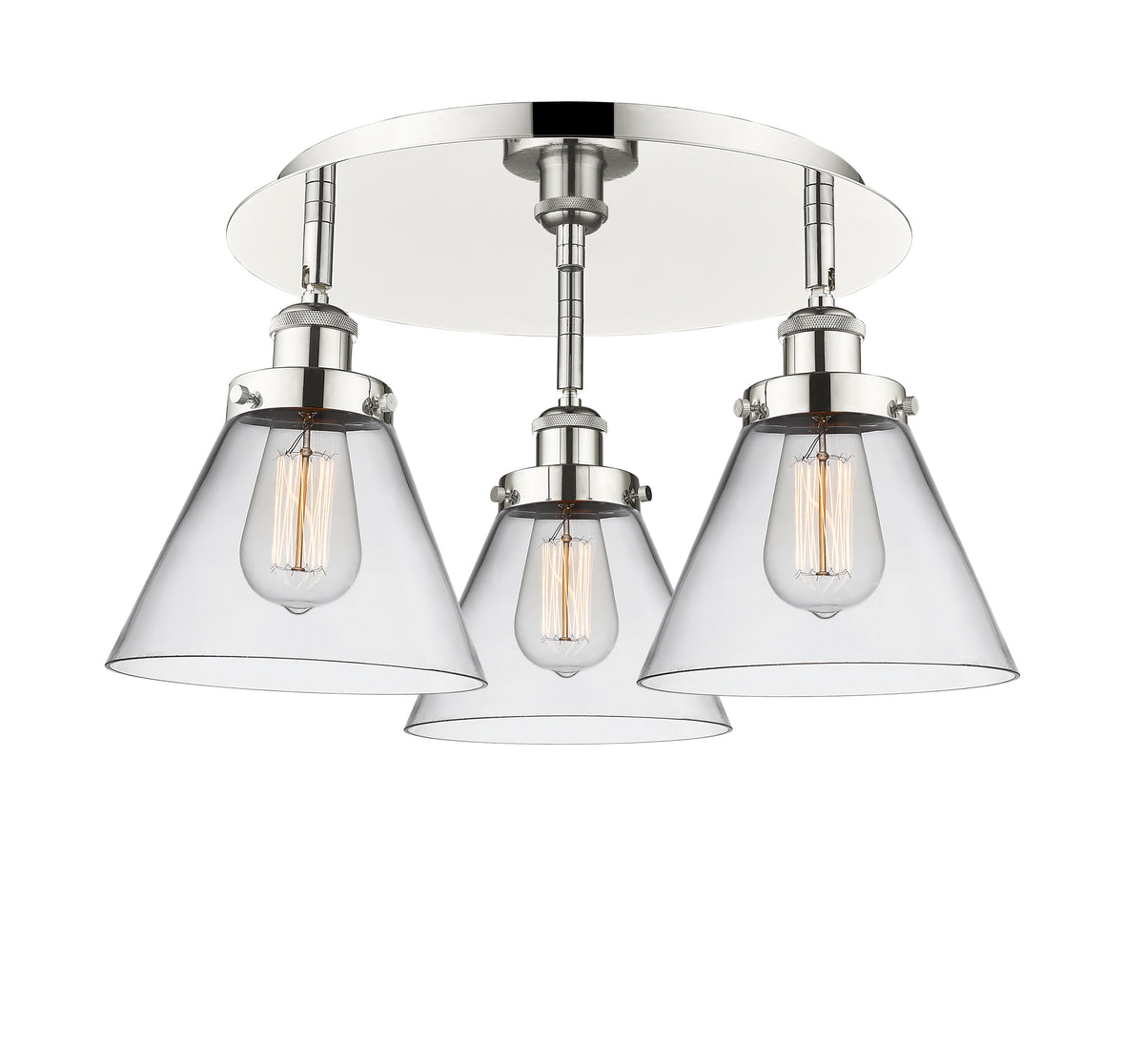 Cone 20-Inch 3-Light Semi-Flush Mount 11-Inch High