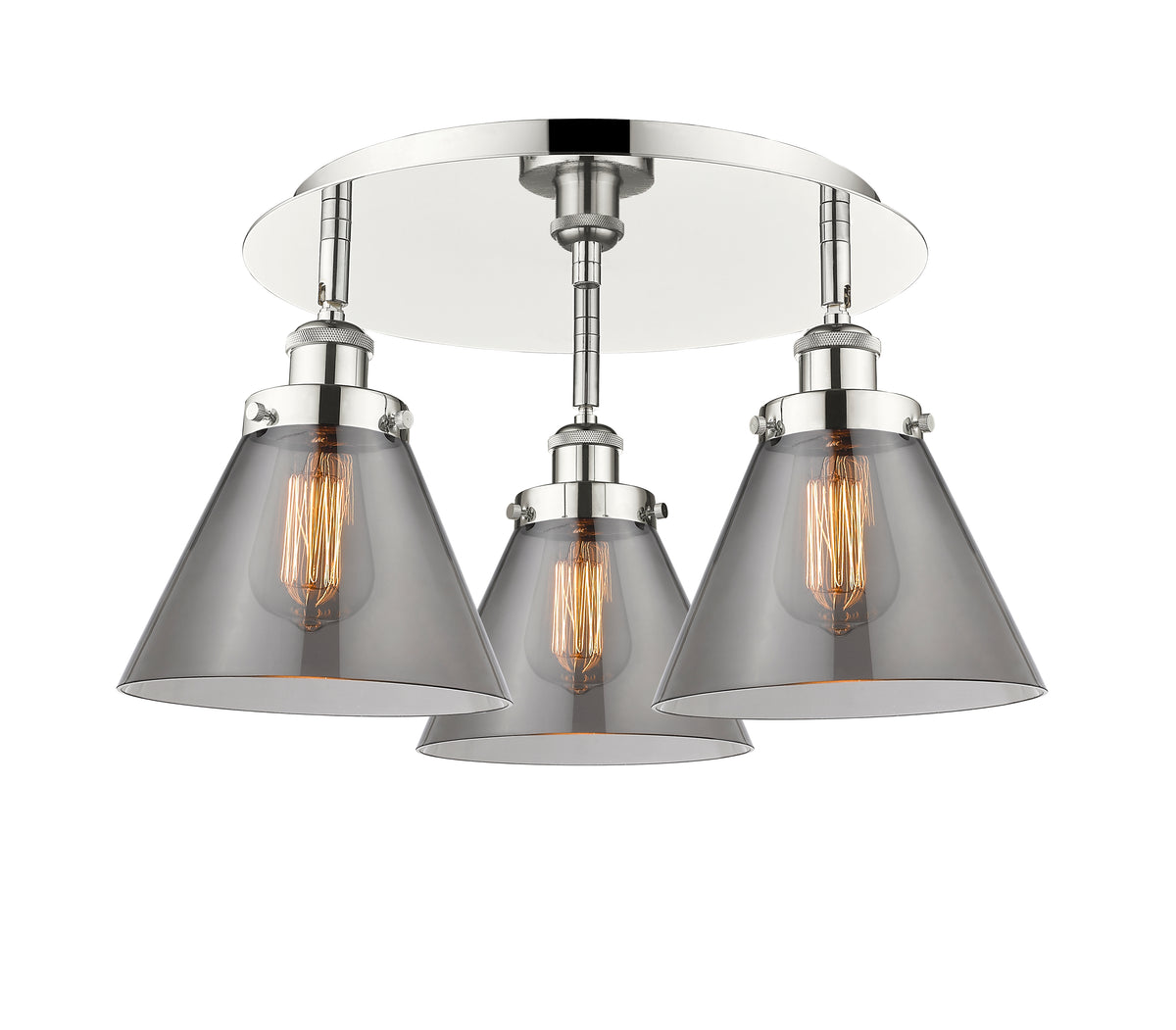 Cone 20-Inch 3-Light Semi-Flush Mount 11-Inch High