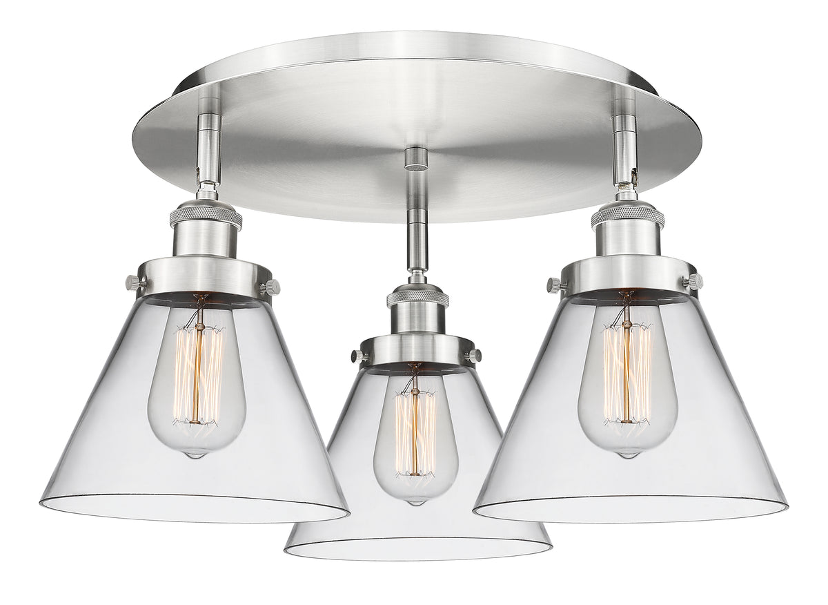 Cone 20-Inch 3-Light Semi-Flush Mount 11-Inch High