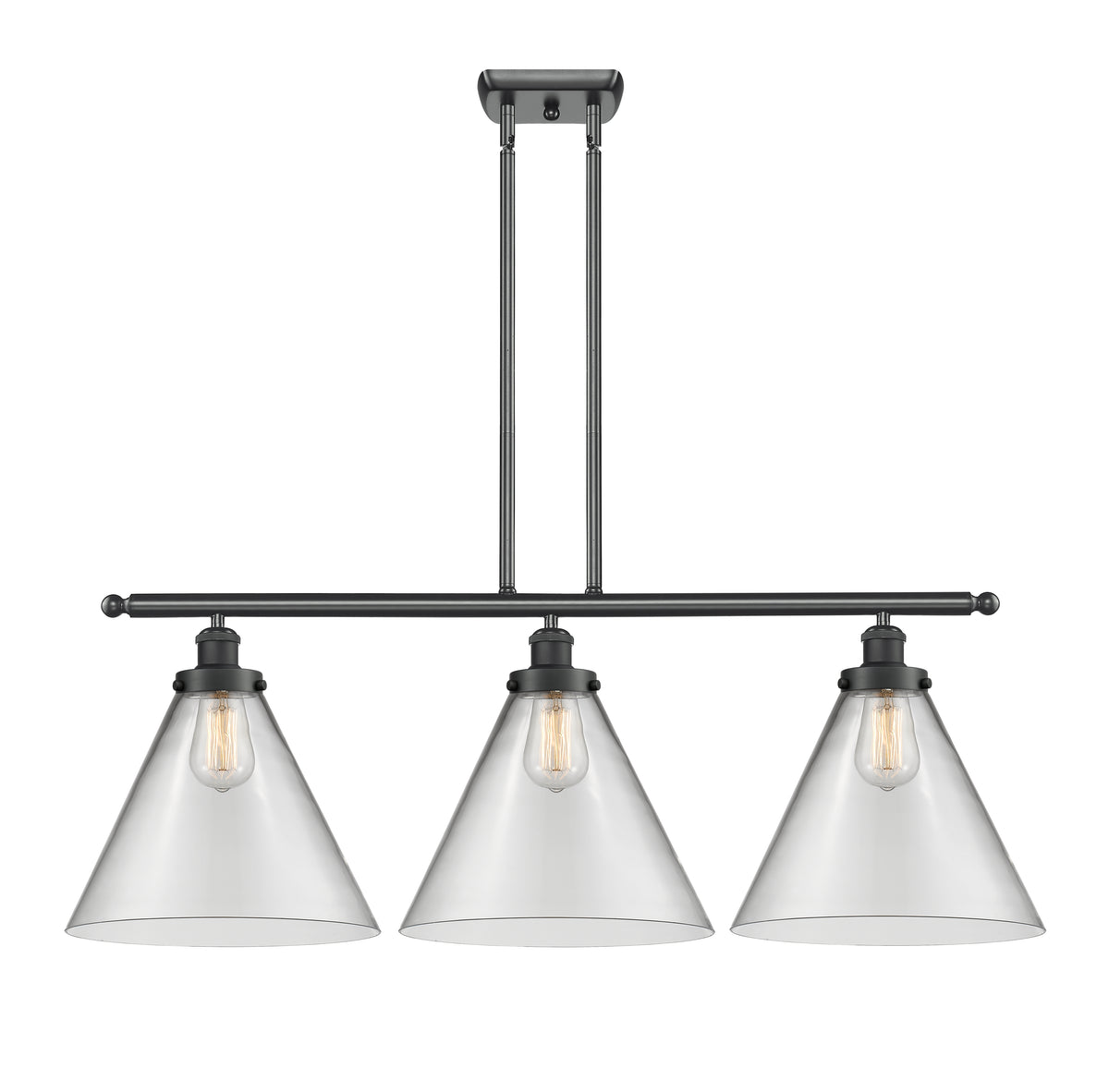Cone 36-Inch 3-Light Stem-Hung Island Light with LED Bulbs 13.25-Inch High