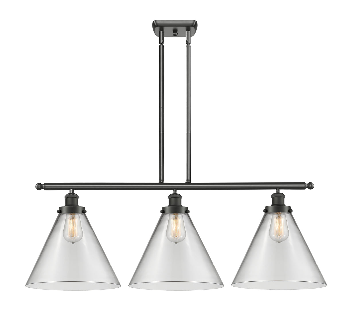 Cone 36-Inch 3-Light Stem-Hung Island Light with LED Bulbs 13.25-Inch High