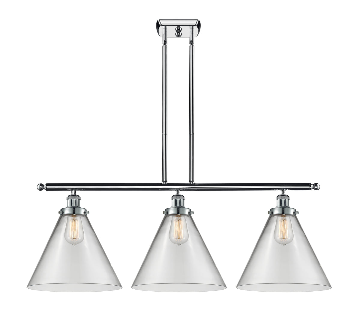 Cone 36-Inch 3-Light Stem-Hung Island Light with LED Bulbs 13.25-Inch High