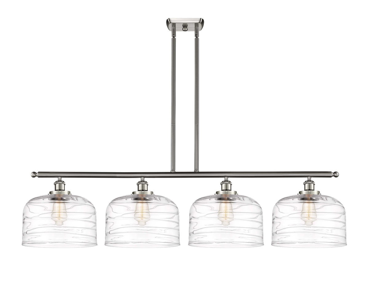 Bell 48-Inch 4-Light Stem-Hung Island Light with LED Bulbs 8-Inch Extension 11.5-Inch Shade Sloped-Ceiling Compatible