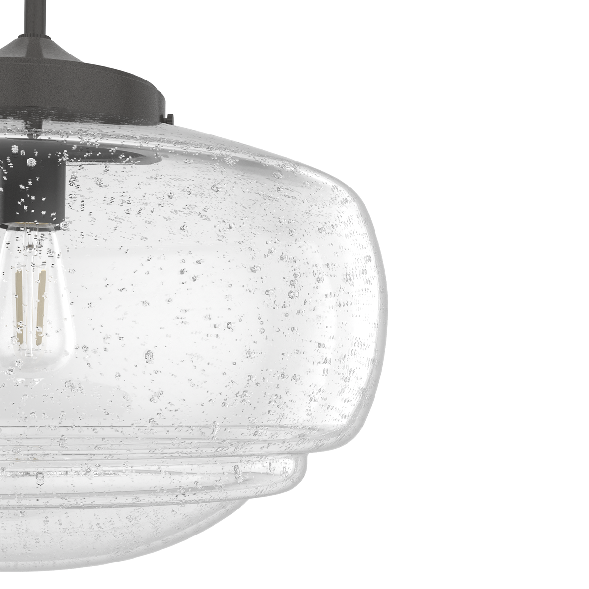 Saddle Creek 16-inch 1-light Noble Bronze Schoolhouse Pendant with Seeded Glass