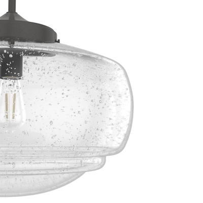 Saddle Creek 16-inch 1-light Noble Bronze Schoolhouse Pendant with Seeded Glass