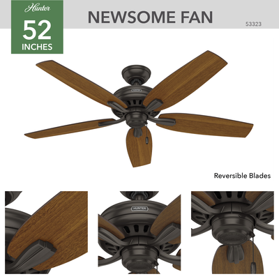 52 inch Newsome Premier Bronze Damp Rated Ceiling Fan and Pull Chain