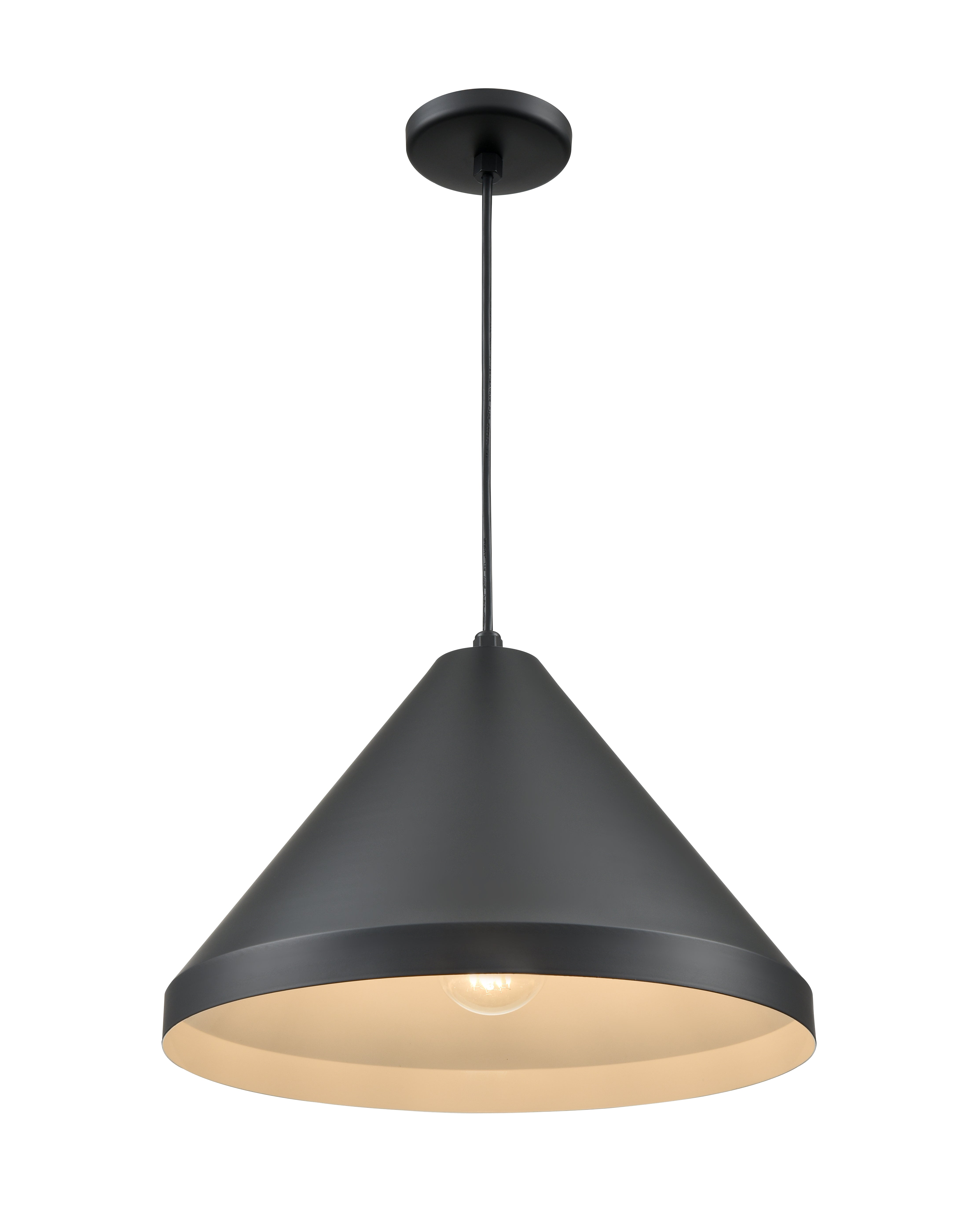 13 x 11-inch R Series Satin Black 1-Light Black Glass Cone Pendant Light
