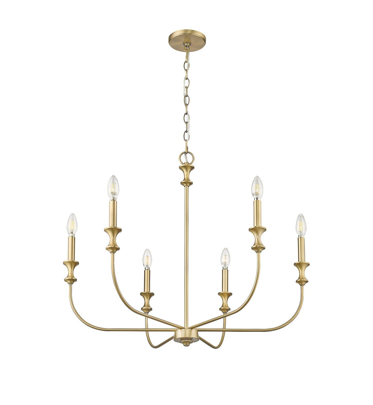 25'' Savanne Vintage Brass 6 Light Chandelier