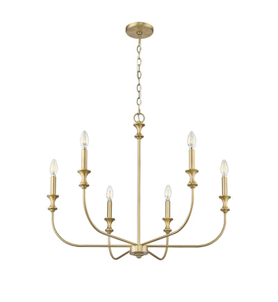 25'' Savanne Vintage Brass 6 Light Chandelier