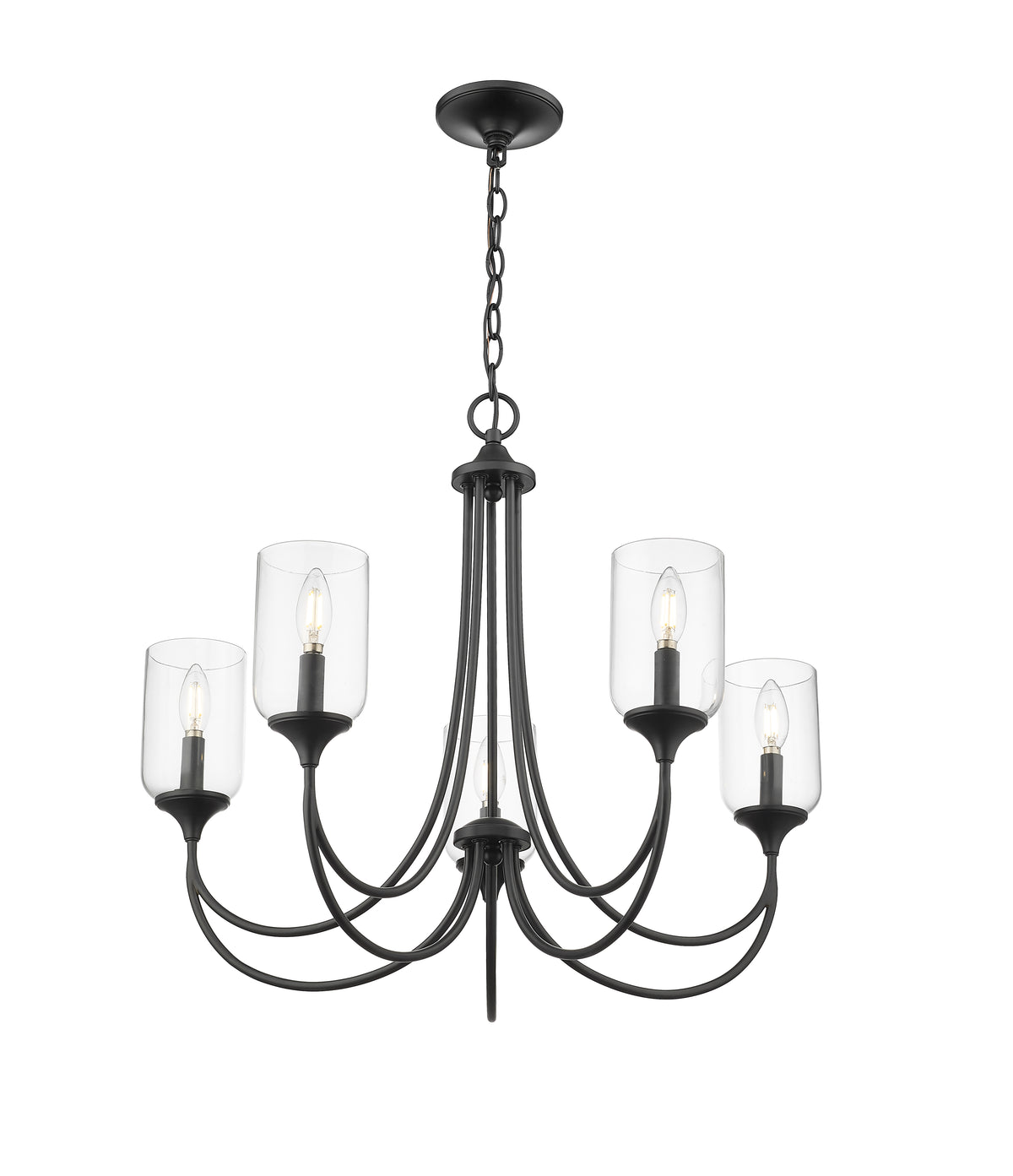 23'' Waddingham Matte Black 5 Light Chandelier