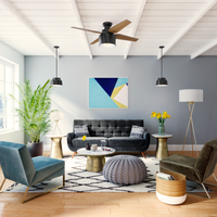 52 inch Cranbrook Gloss Black Low Profile Ceiling Fan with LED Light Kit and Handheld Remote